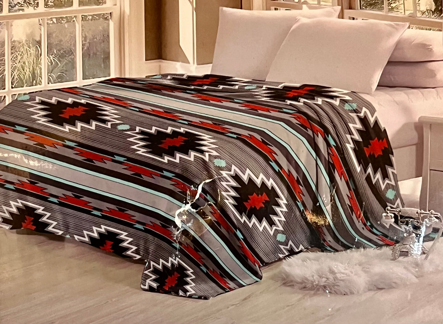 Grey/Black/Red Aztec King
