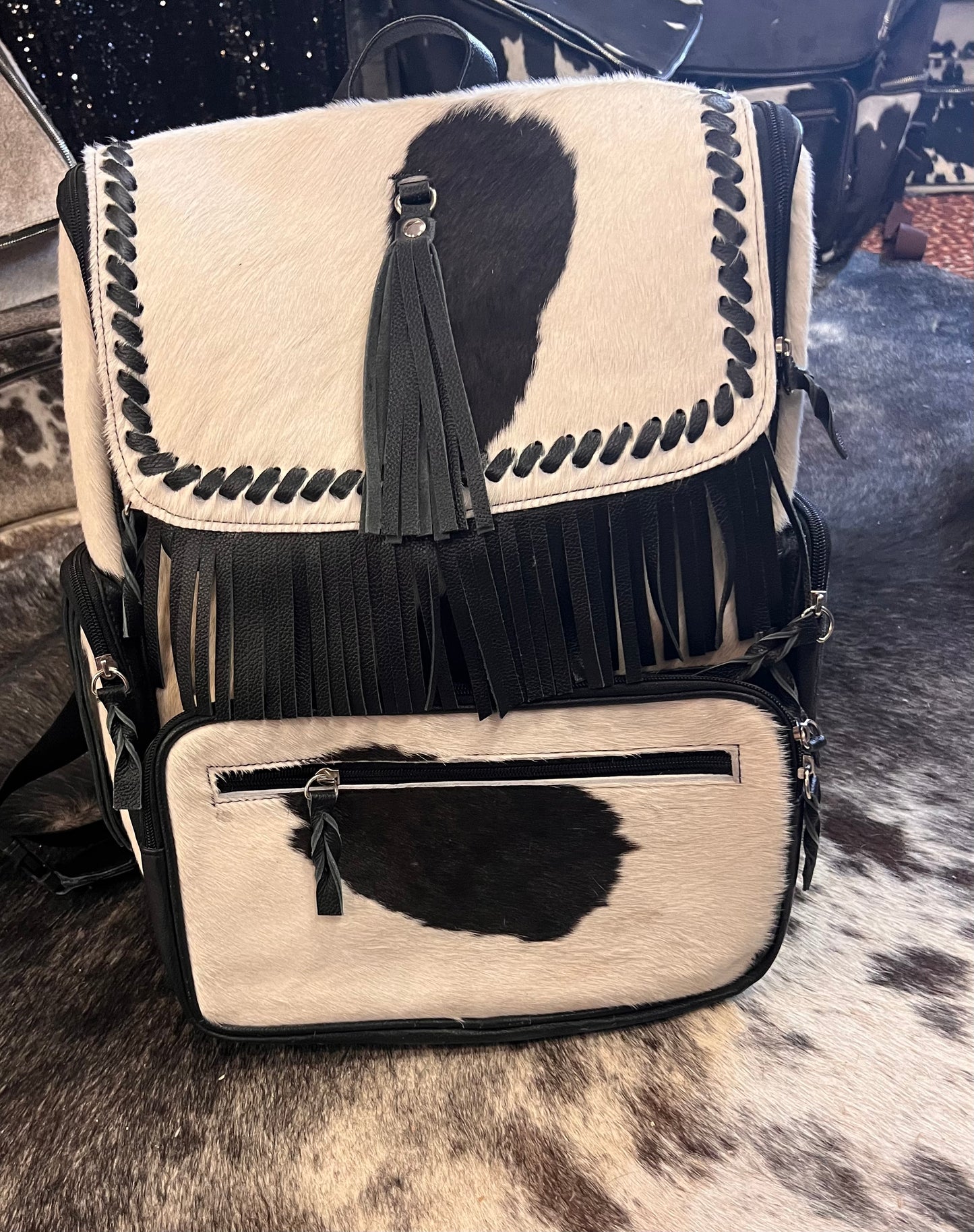 White Fringe Backpack