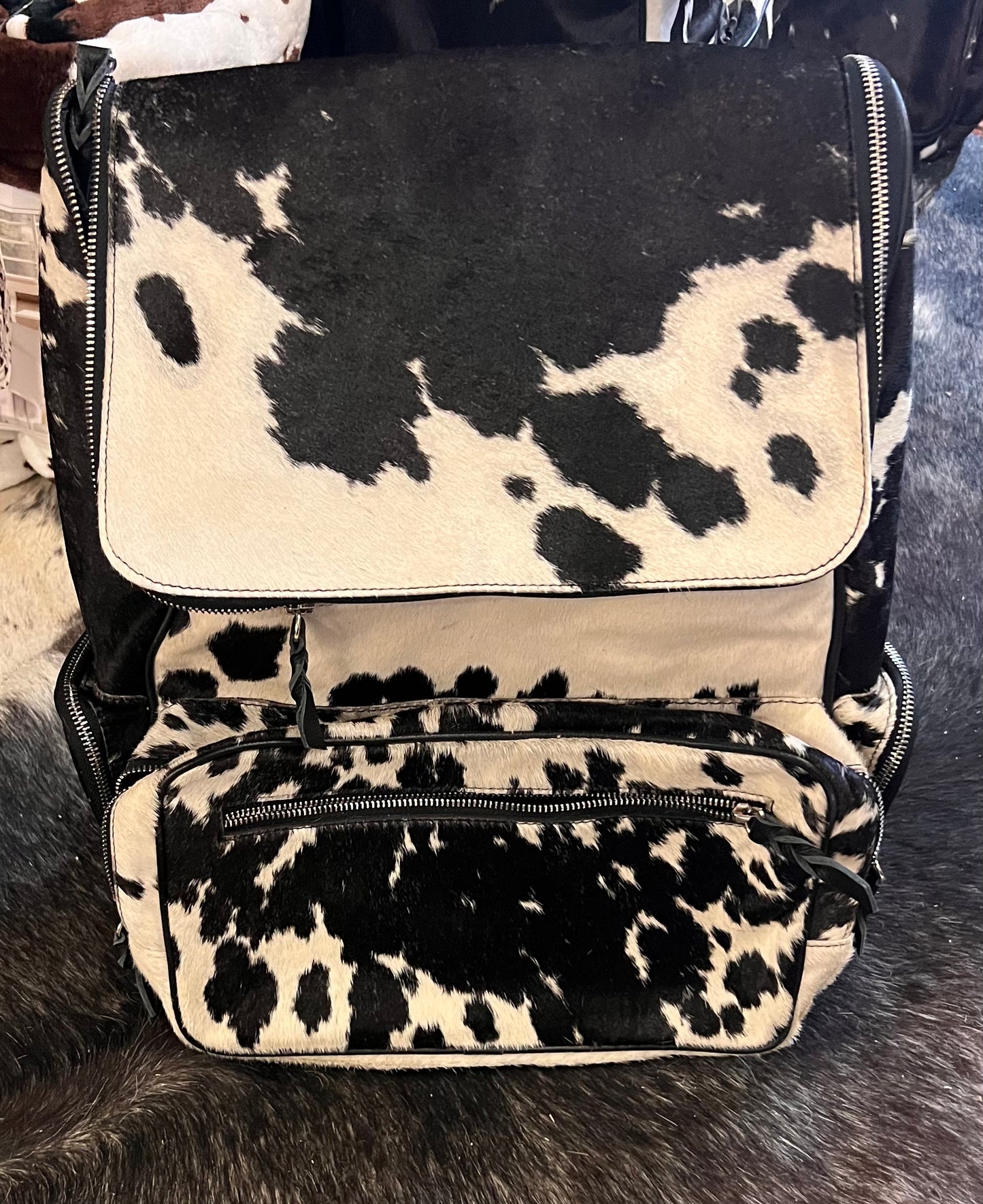 Salt & Pepper Cow Hide Back Pack