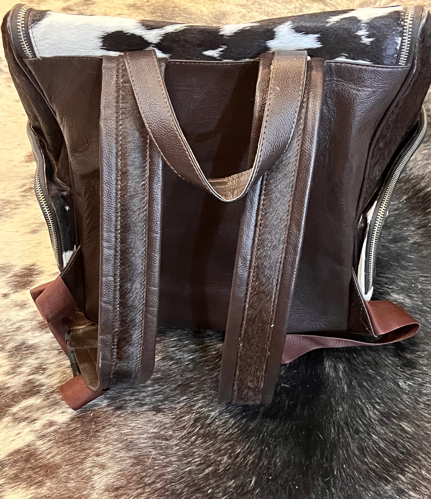 Brown/Black XL Cowhide Back Pack