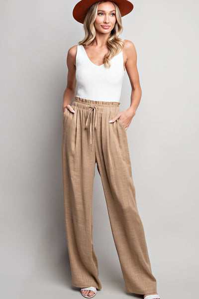 LINEN WIDE LEG PANTS