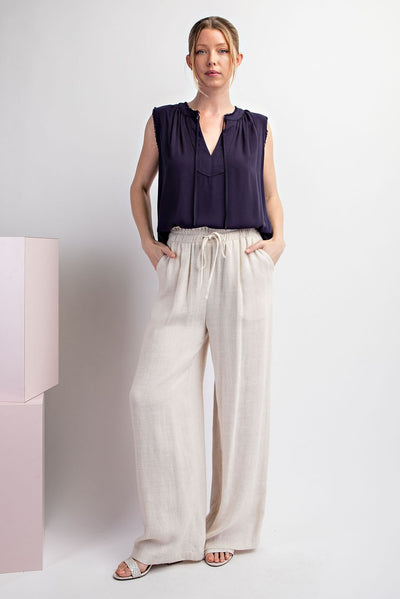 LINEN WIDE LEG PANTS