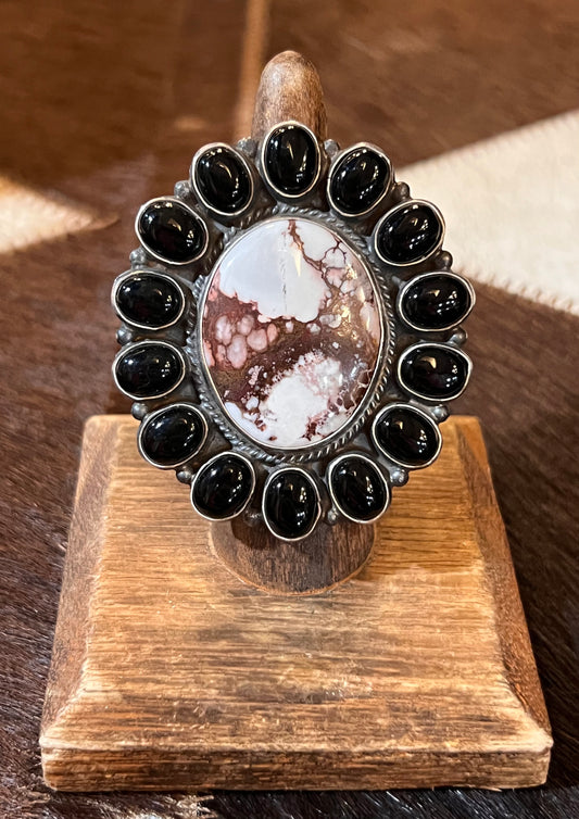 Wild Horse and Black Onyx Ring